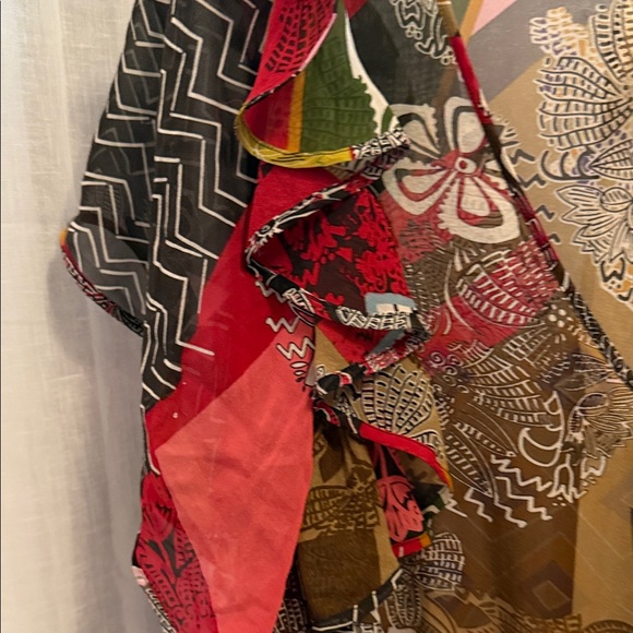 Colorful Patchwork Ruffle Mini Dress - Picture 2 of 7